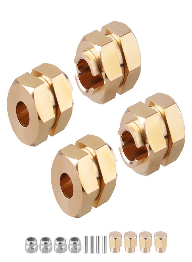 CrazyHobby Brass Hex Wheel Hubs 7mm Extension Drive Adaptor Set for 1/18 TRX4M TRX4MT Bronco F-150 K10 Defender RC Crawler High Trail Upgrade Parts, 4 Pack - Image 1